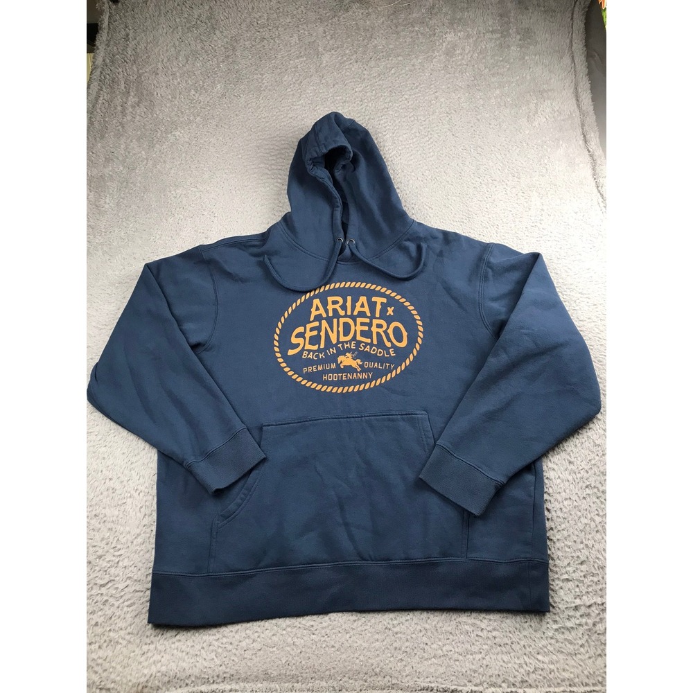 Ariat x Sendero Hoodie Mens XL Blue Back In The Saddle Graphic Western Pullover